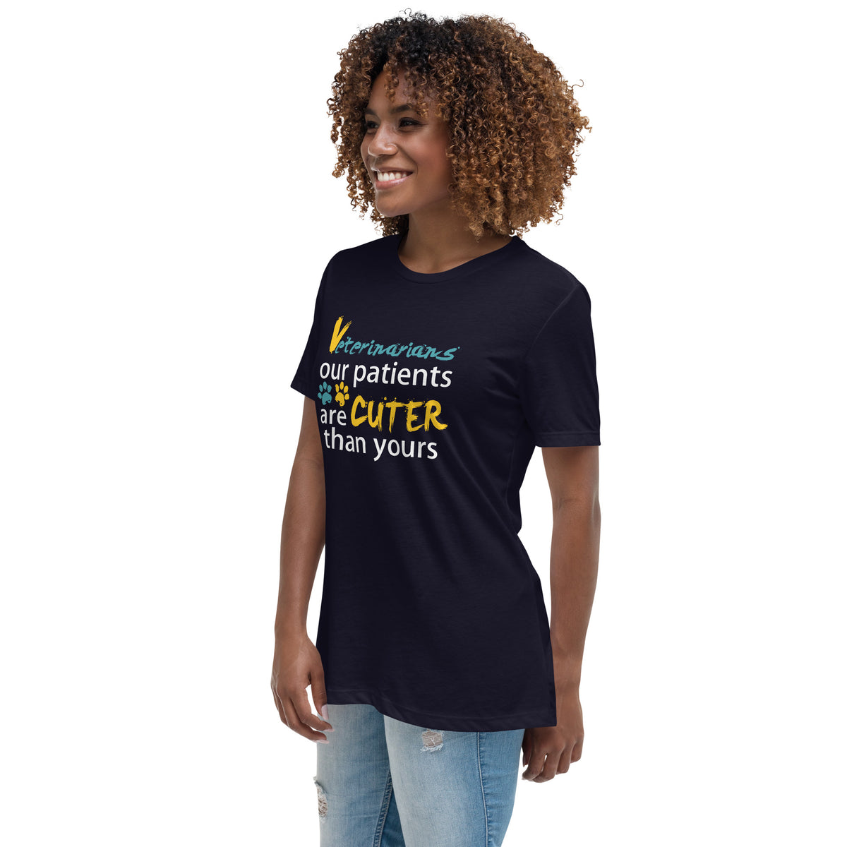 Veterinarian Our patients are cuter than yours Women's Relaxed T-Shirt-Women's Relaxed T-shirt | Bella + Canvas 6400-I love Veterinary