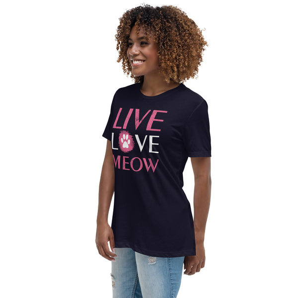 Live, Love, Meow Women's Relaxed T-Shirt-Women's Relaxed T-shirt | Bella + Canvas 6400-I love Veterinary