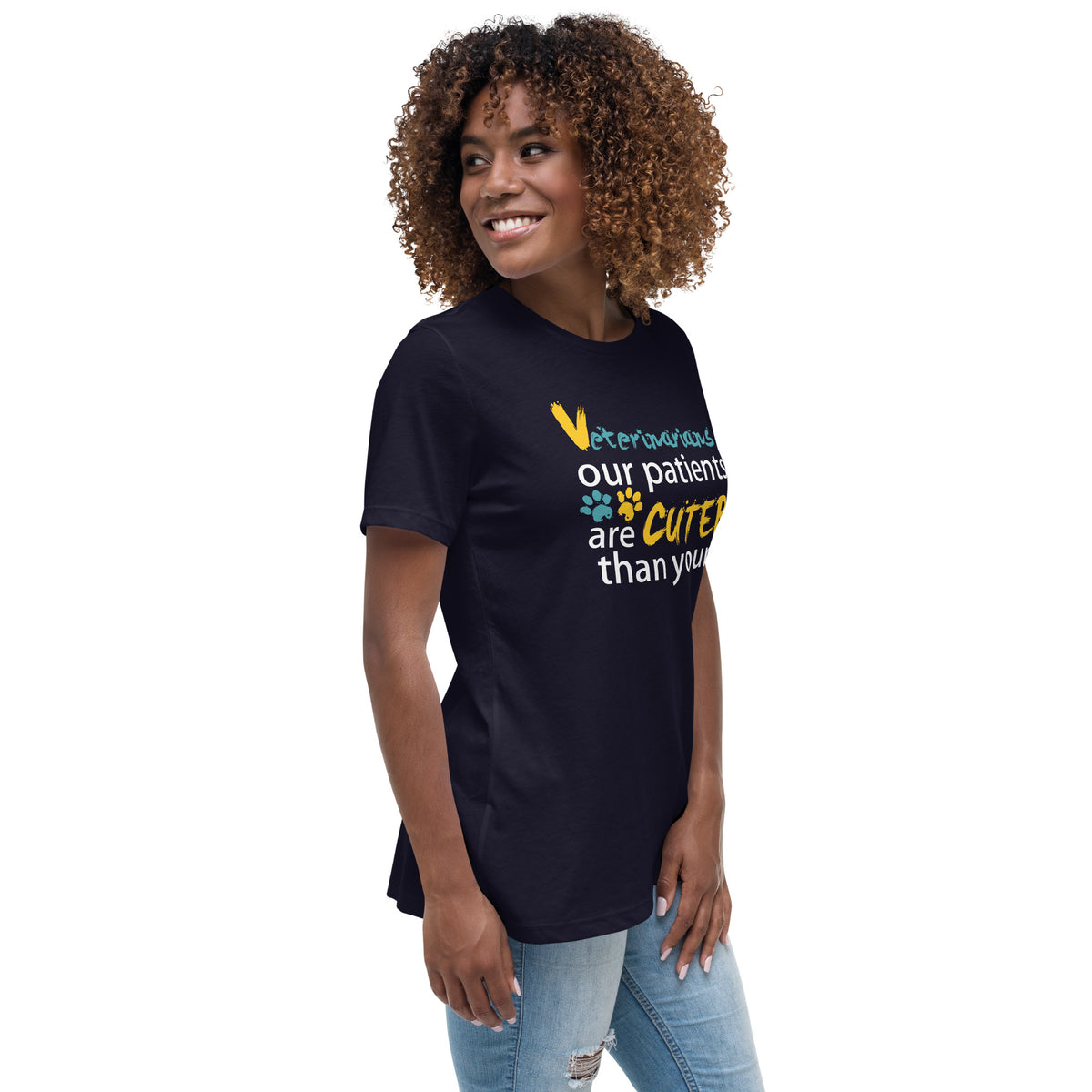 Veterinarian Our patients are cuter than yours Women's Relaxed T-Shirt-Women's Relaxed T-shirt | Bella + Canvas 6400-I love Veterinary