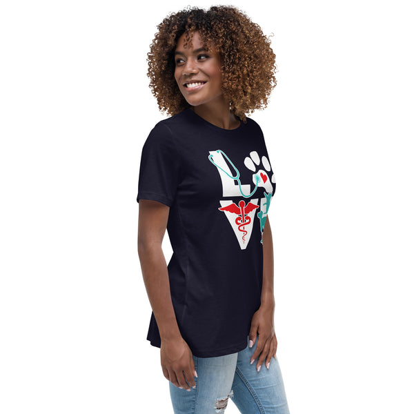 Love Cat and Dog Women's Relaxed T-Shirt-I love Veterinary