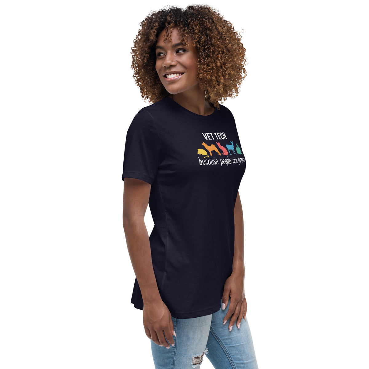 Vet tech: because people are gross Women's T-Shirt-Women's Relaxed T-shirt | Bella + Canvas 6400-I love Veterinary