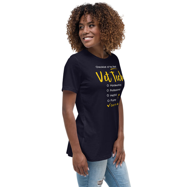 Checklist of the best Vet Tech Women's T-Shirt-Women's Relaxed T-shirt | Bella + Canvas 6400-I love Veterinary