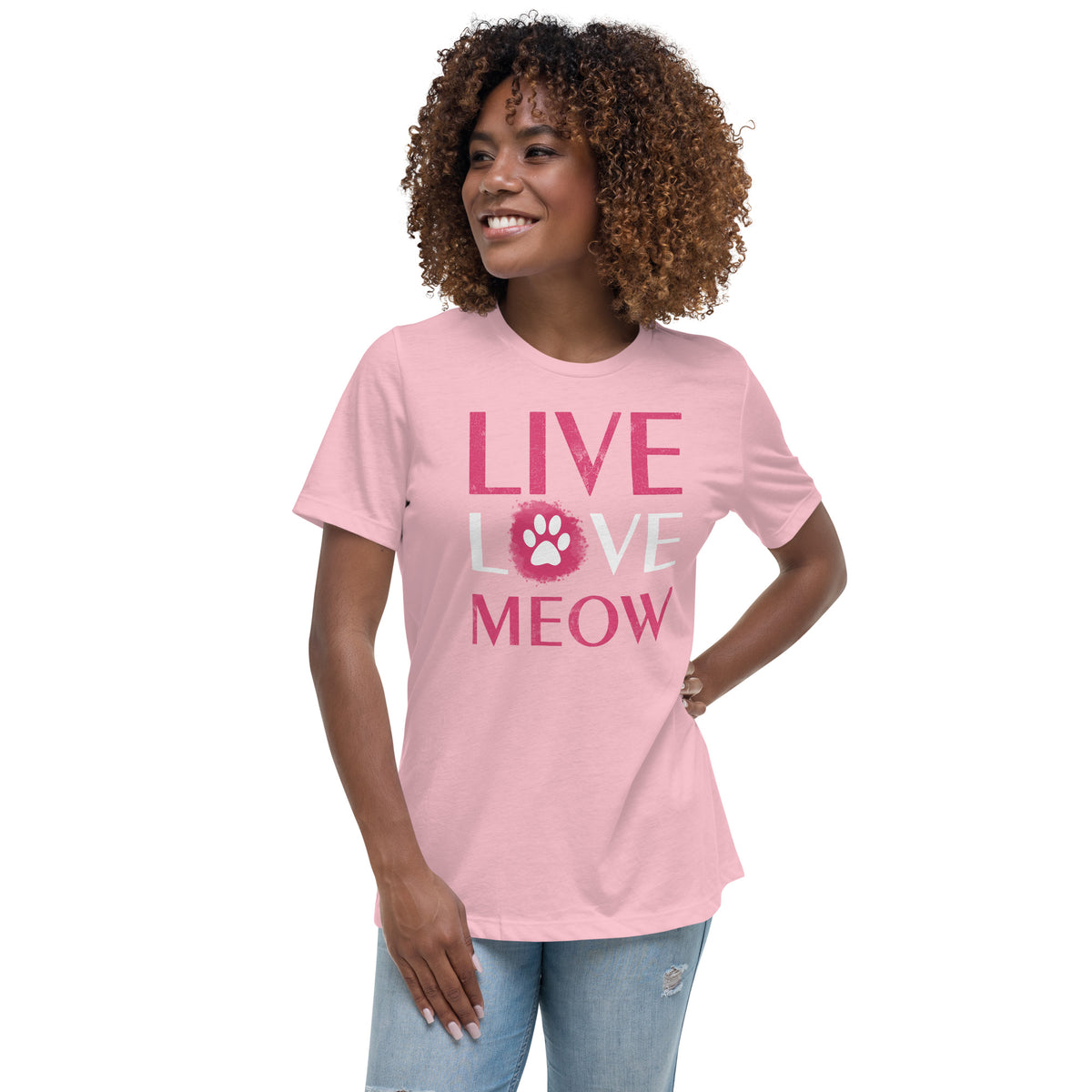 Live, Love, Meow Women's Relaxed T-Shirt-Women's Relaxed T-shirt | Bella + Canvas 6400-I love Veterinary