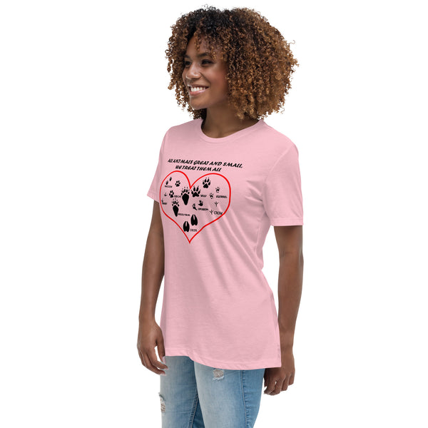 All animals great and small, we treat them all Women's Relaxed T-Shirt-Women's Relaxed T-shirt | Bella + Canvas 6400-I love Veterinary