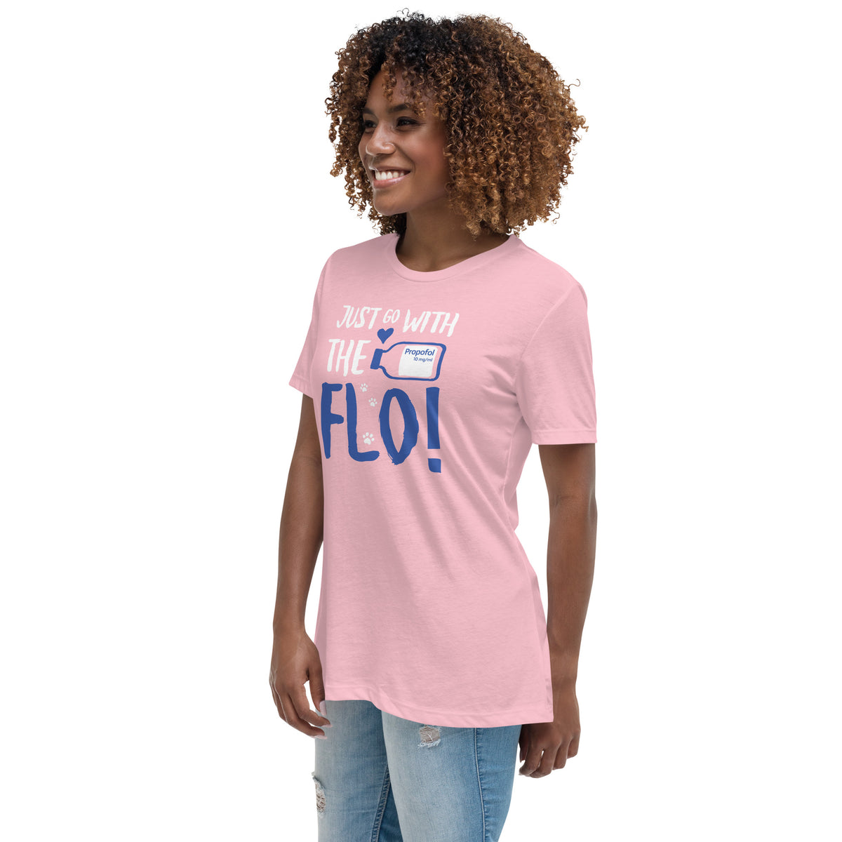 Just go with the Flo! Women's T-Shirt-Women's Relaxed T-shirt | Bella + Canvas 6400-I love Veterinary