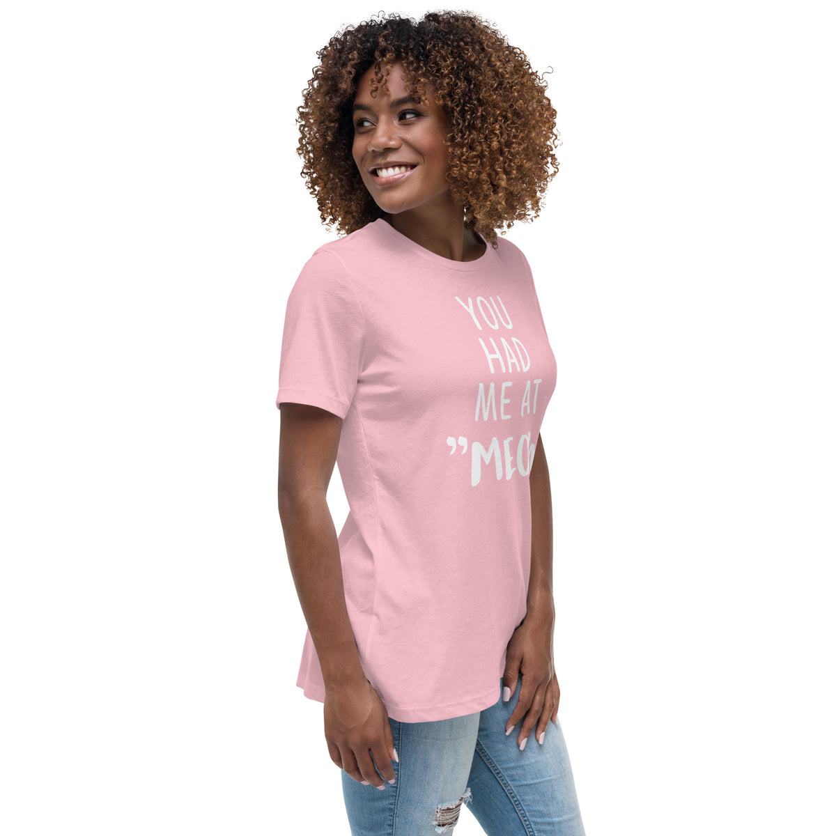 You had me at "meow" Women's Relaxed T-Shirt-Women's Relaxed T-shirt | Bella + Canvas 6400-I love Veterinary