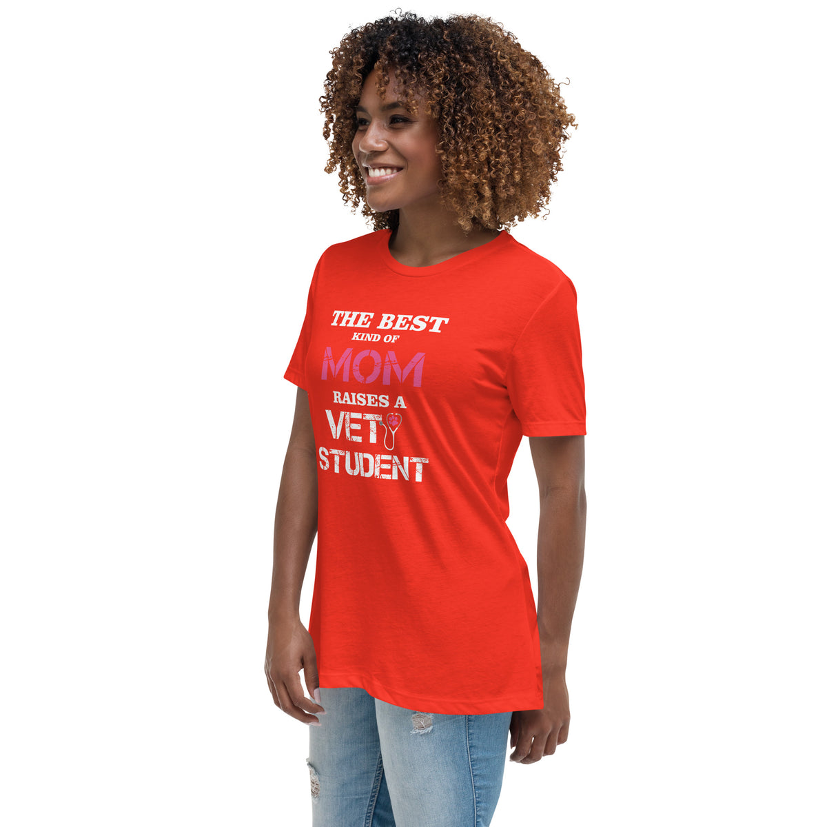 The best kind of Mom raises a Vet Student Women's Relaxed T-shirt-Women's Relaxed T-shirt | Bella + Canvas 6400-I love Veterinary