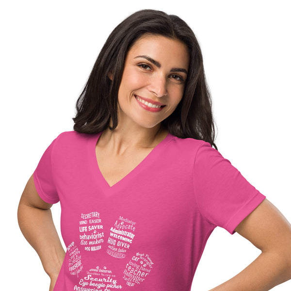 Vet Receptionist Pawprint Women’s V-neck t-shirt-I love Veterinary