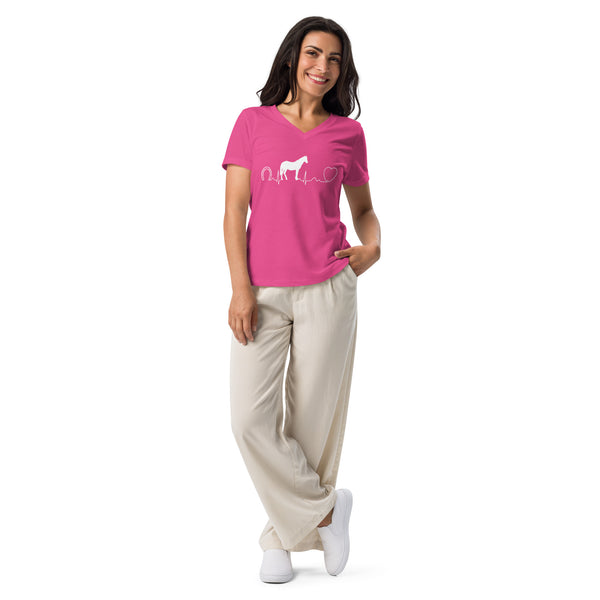 Horse pulse Women's V-Neck T-Shirt-I love Veterinary