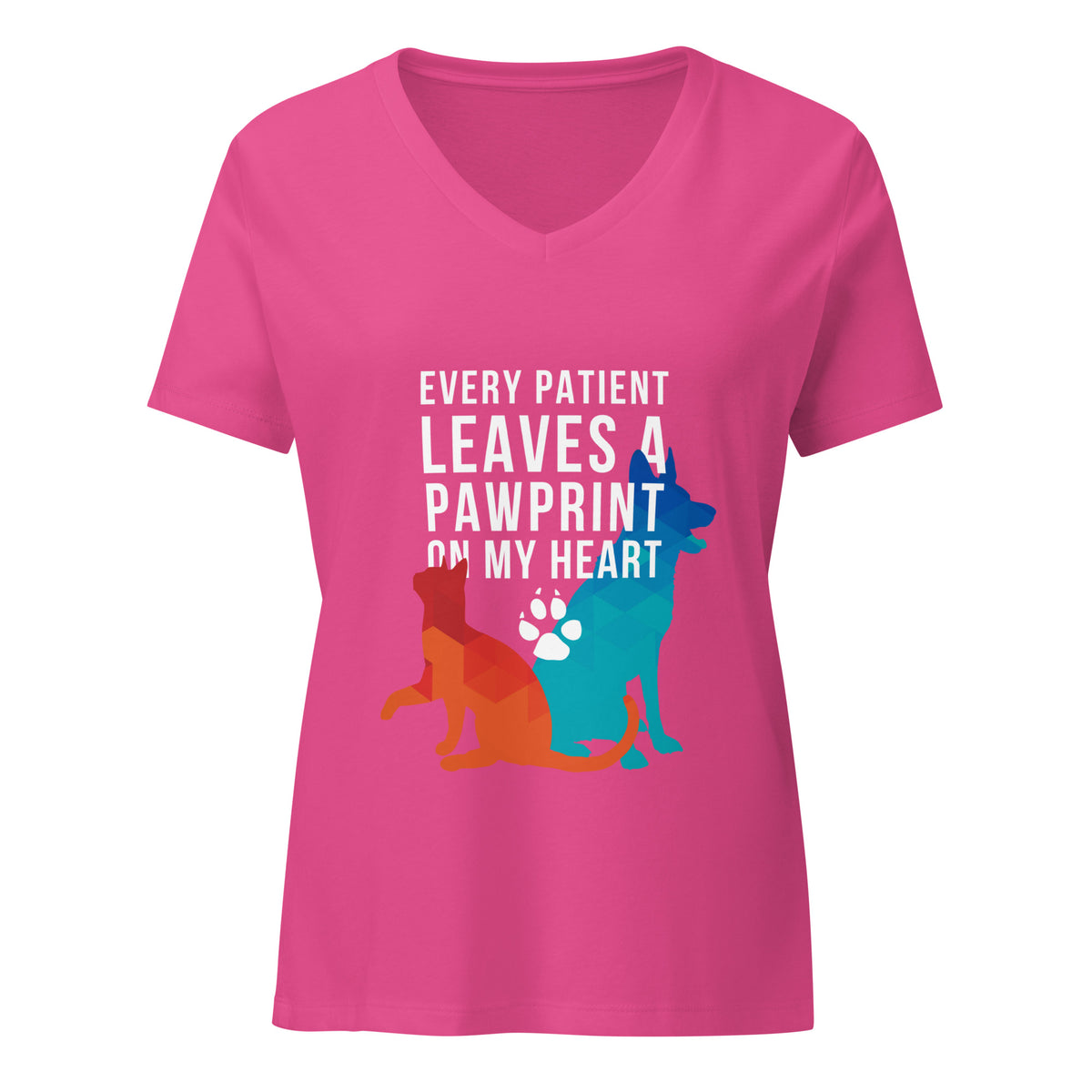 Every patients leaves a pawprint on my heart Women's V-neck T-Shirt-I love Veterinary