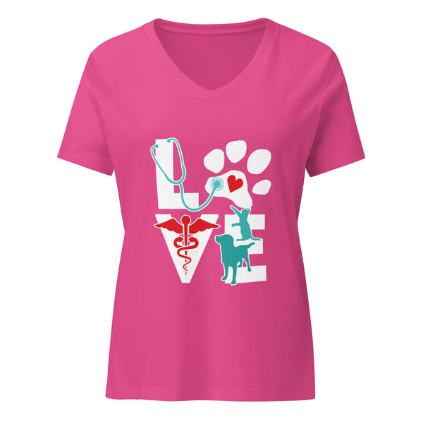 Love Cat and Dog Women's V-Neck T-Shirt-I love Veterinary