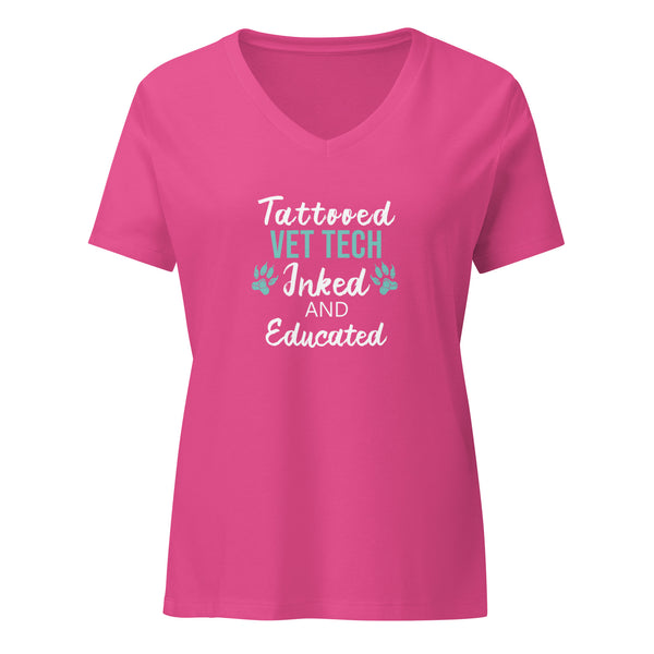 Vet Tech Inked and Educated Women's V-Neck T-Shirt