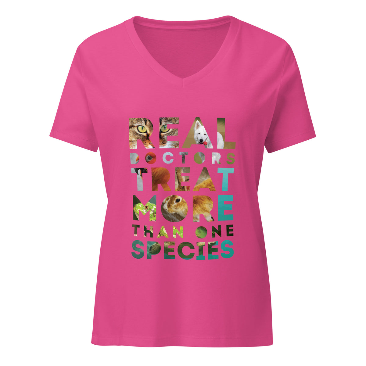 Real doctors treat more than one species Women's V-Neck T-Shirt