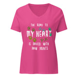 The road to my heart is paved with paw prints Women's V-Neck T-Shirt