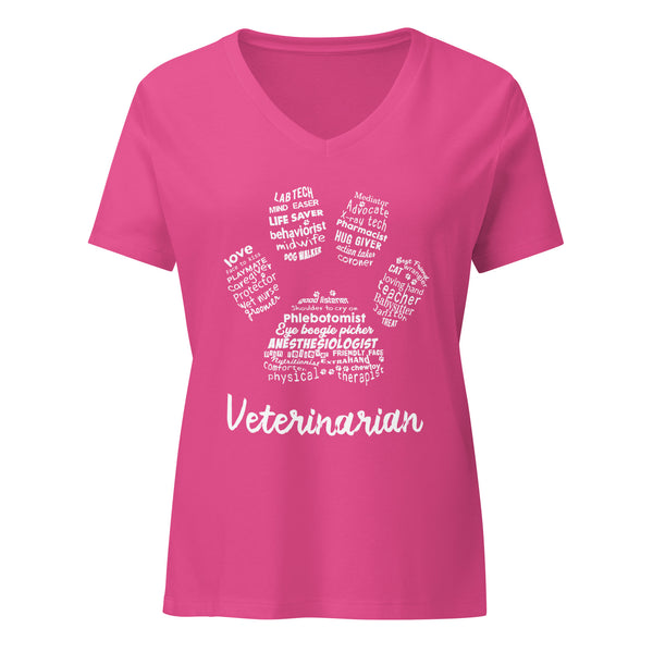 Veterinarian Paw Print Women's V-Neck T-Shirt