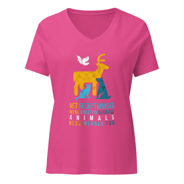 Vet receptionists were created because animals need heroes too Women's V-Neck T-Shirt