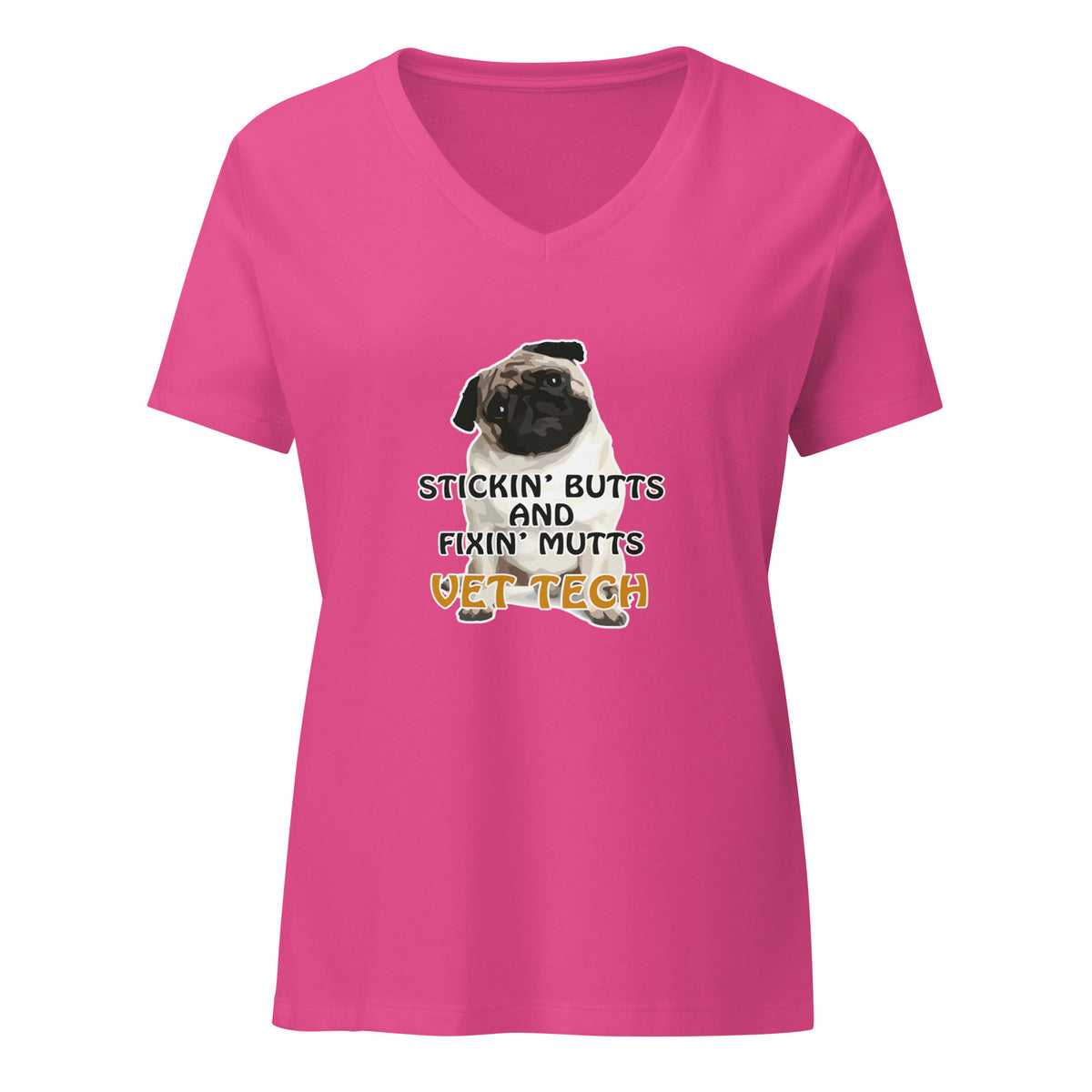 Stickin' butts and fixin' mutts vet tech Women's V-Neck T-Shirt