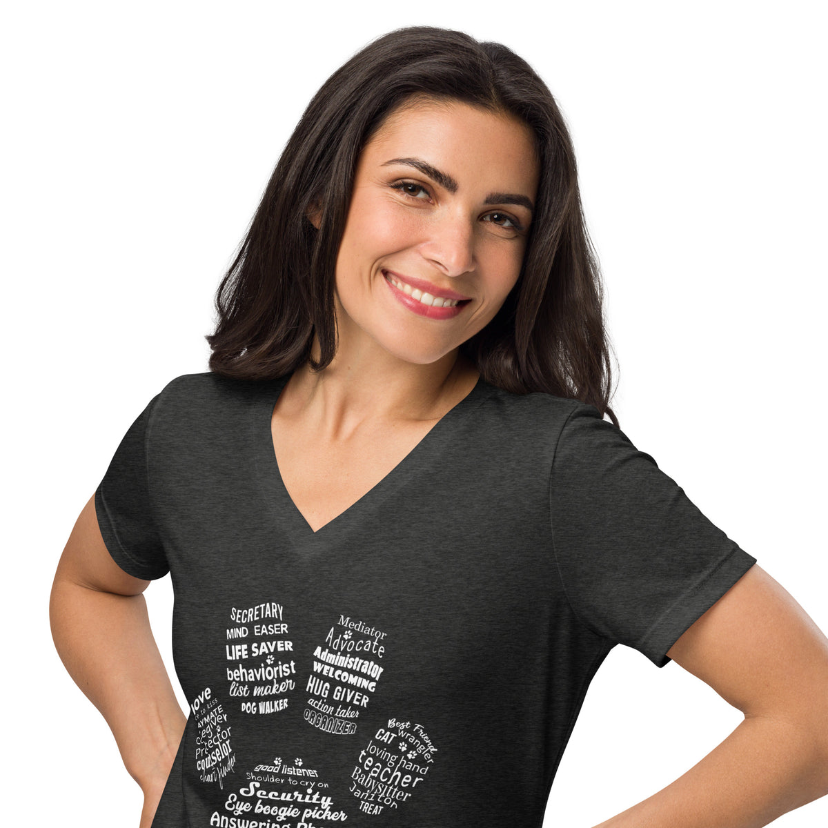 Vet Receptionist Pawprint Women’s V-neck t-shirt-I love Veterinary