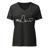 NOMV Cat Pulse Women's V-Neck T-Shirt-I love Veterinary