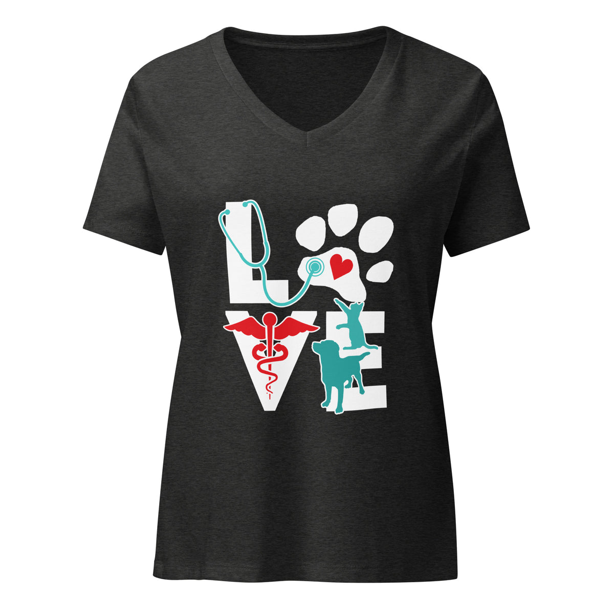 Love Cat and Dog Women's V-Neck T-Shirt-I love Veterinary