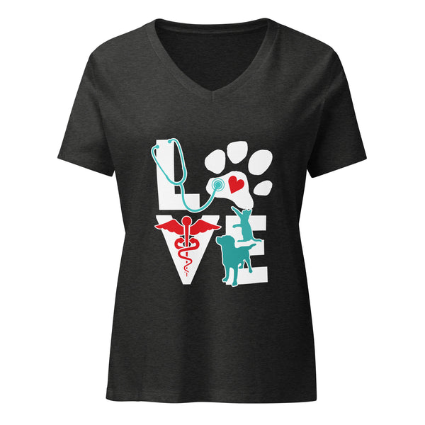 Love Cat and Dog Women's V-Neck T-Shirt-I love Veterinary