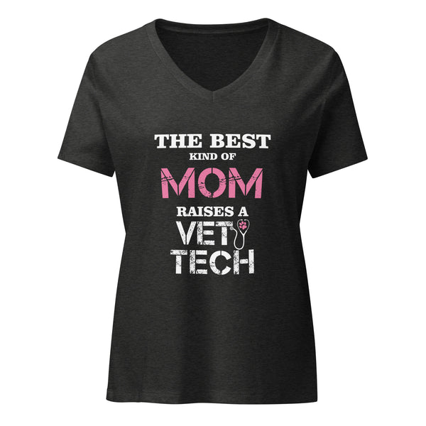 The best kind of Mom raises a Vet Tech Women's V-Neck T-Shirt-Women's V-Neck T-Shirt | Bella + Canvas 6405CVC-I love Veterinary