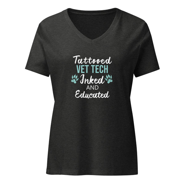 Vet Tech Inked and Educated Women's V-Neck T-Shirt