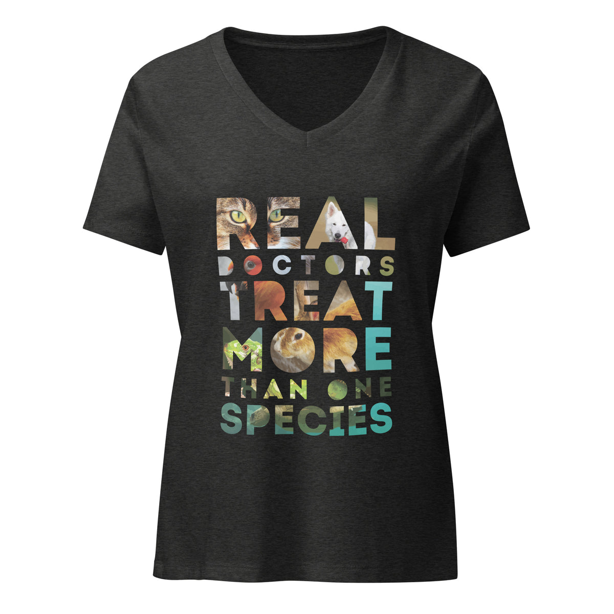 Real doctors treat more than one species Women's V-Neck T-Shirt