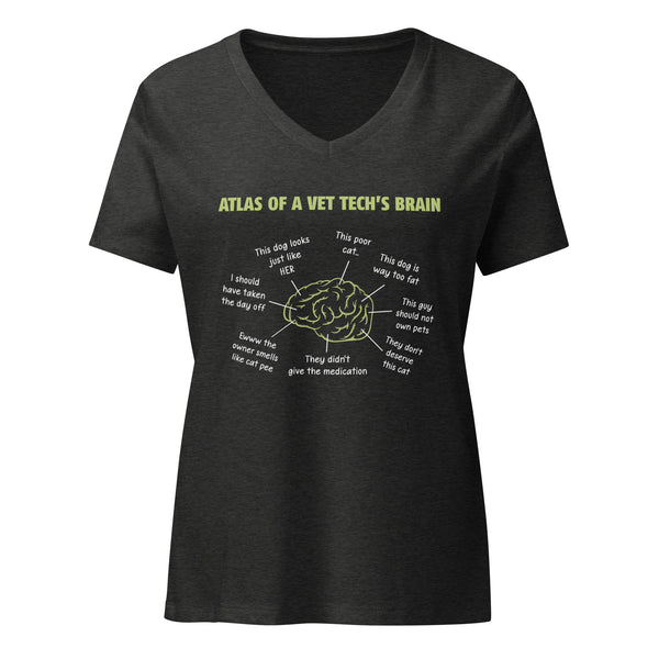 Atlas of a Vet Tech's Brain Women's V-Neck T-Shirt