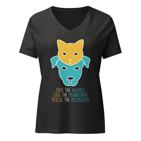 Save the injured, love the abandoned, rescue the mistreated Women's V-Neck T-Shirt