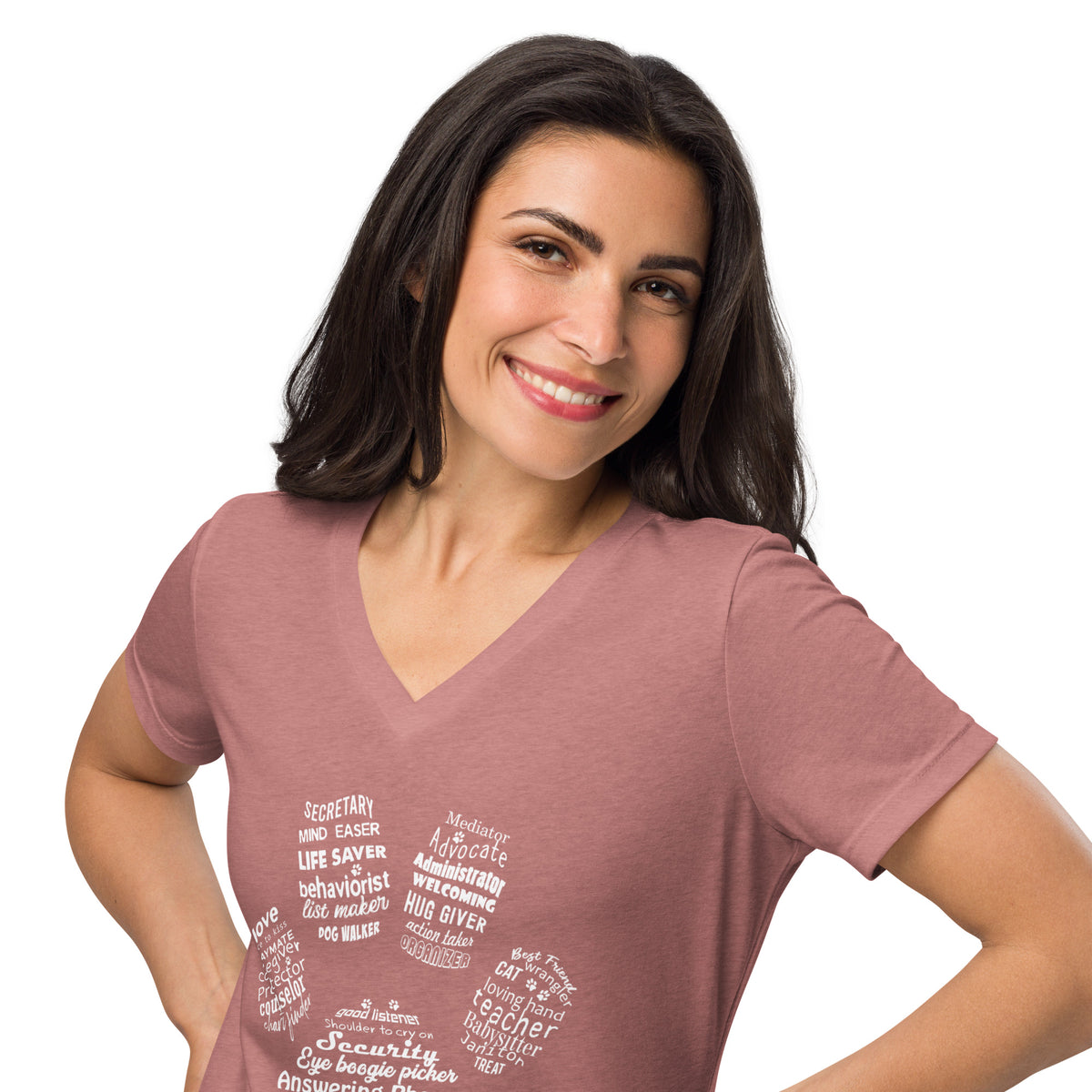 Vet Receptionist Pawprint Women’s V-neck t-shirt-I love Veterinary
