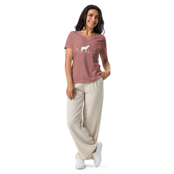 Horse pulse Women's V-Neck T-Shirt-I love Veterinary