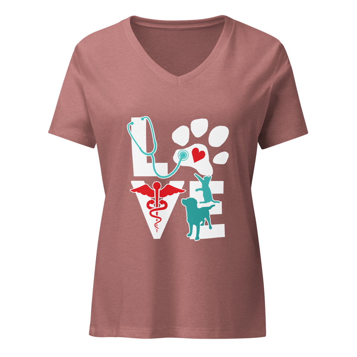Love Cat and Dog Women's V-Neck T-Shirt-I love Veterinary