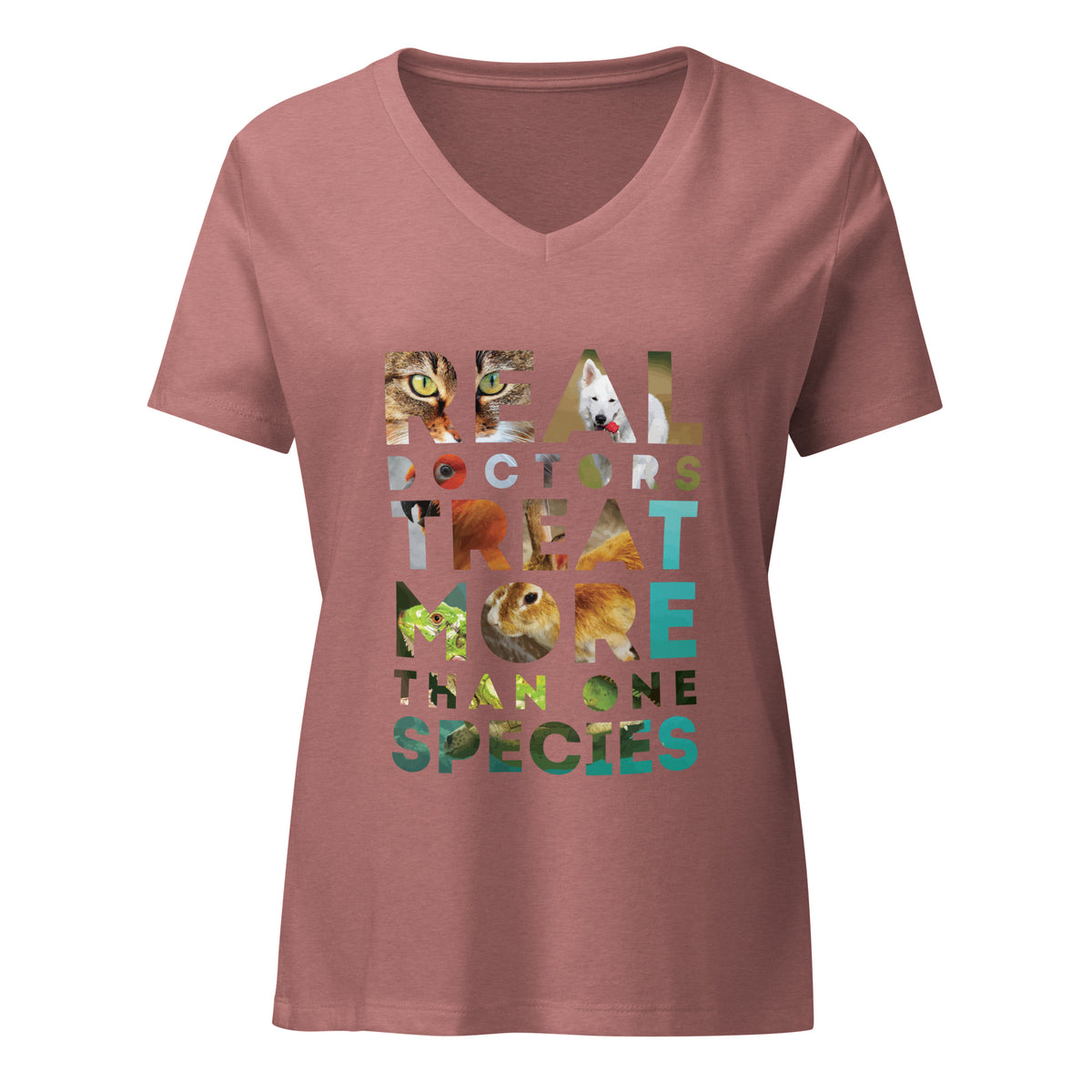 Real doctors treat more than one species Women's V-Neck T-Shirt