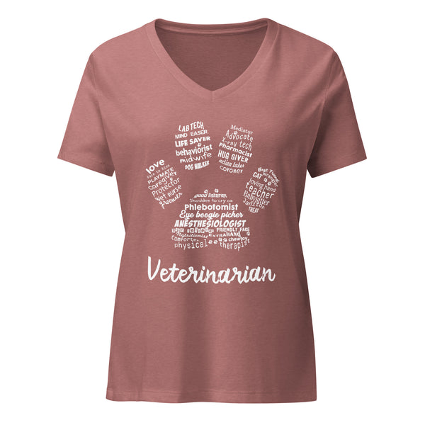 Veterinarian Paw Print Women's V-Neck T-Shirt