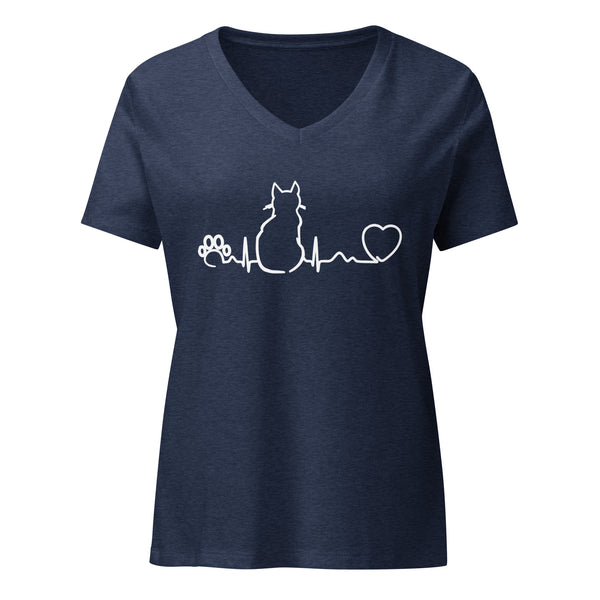 NOMV Cat Pulse Women's V-Neck T-Shirt-I love Veterinary