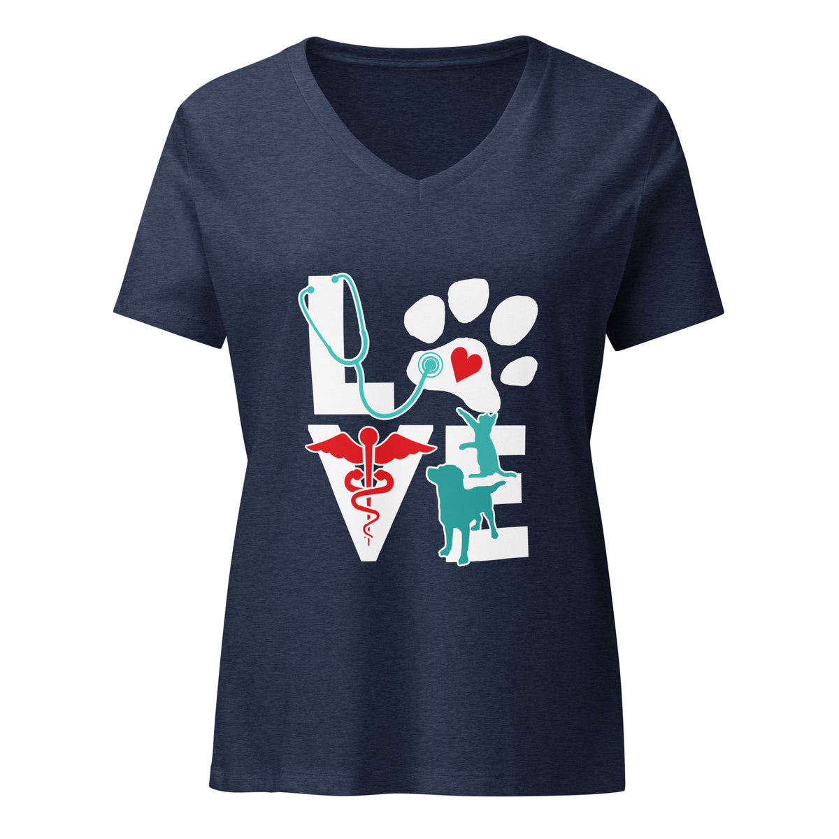 Love Cat and Dog Women's V-Neck T-Shirt-I love Veterinary