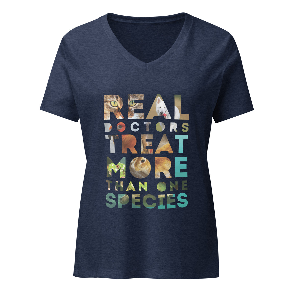 Real doctors treat more than one species Women's V-Neck T-Shirt