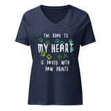 The road to my heart is paved with paw prints Women's V-Neck T-Shirt