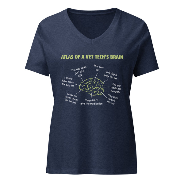 Atlas of a Vet Tech's Brain Women's V-Neck T-Shirt