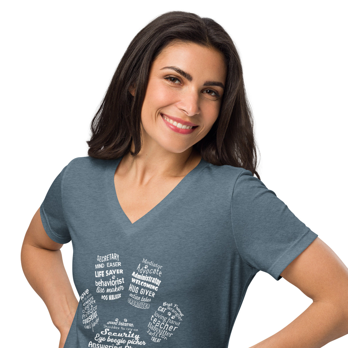 Vet Receptionist Pawprint Women’s V-neck t-shirt-I love Veterinary