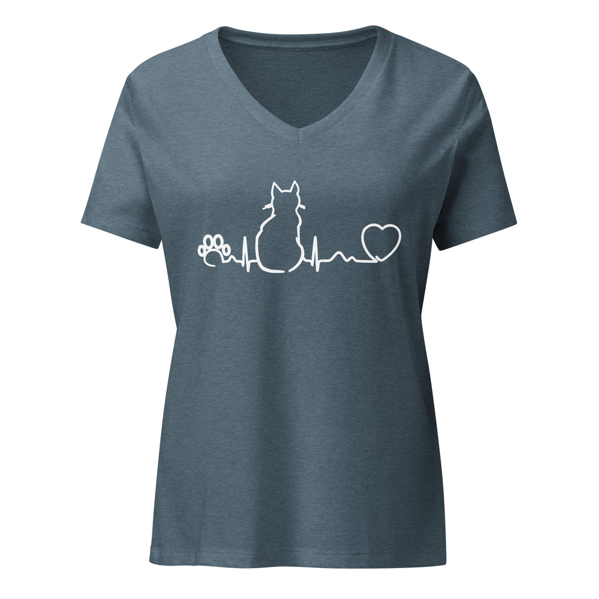 NOMV Cat Pulse Women's V-Neck T-Shirt-I love Veterinary