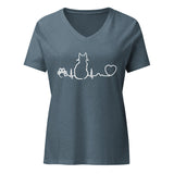 NOMV Cat Pulse Women's V-Neck T-Shirt-I love Veterinary