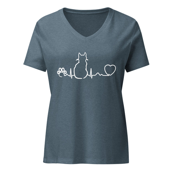 NOMV Cat Pulse Women's V-Neck T-Shirt-I love Veterinary