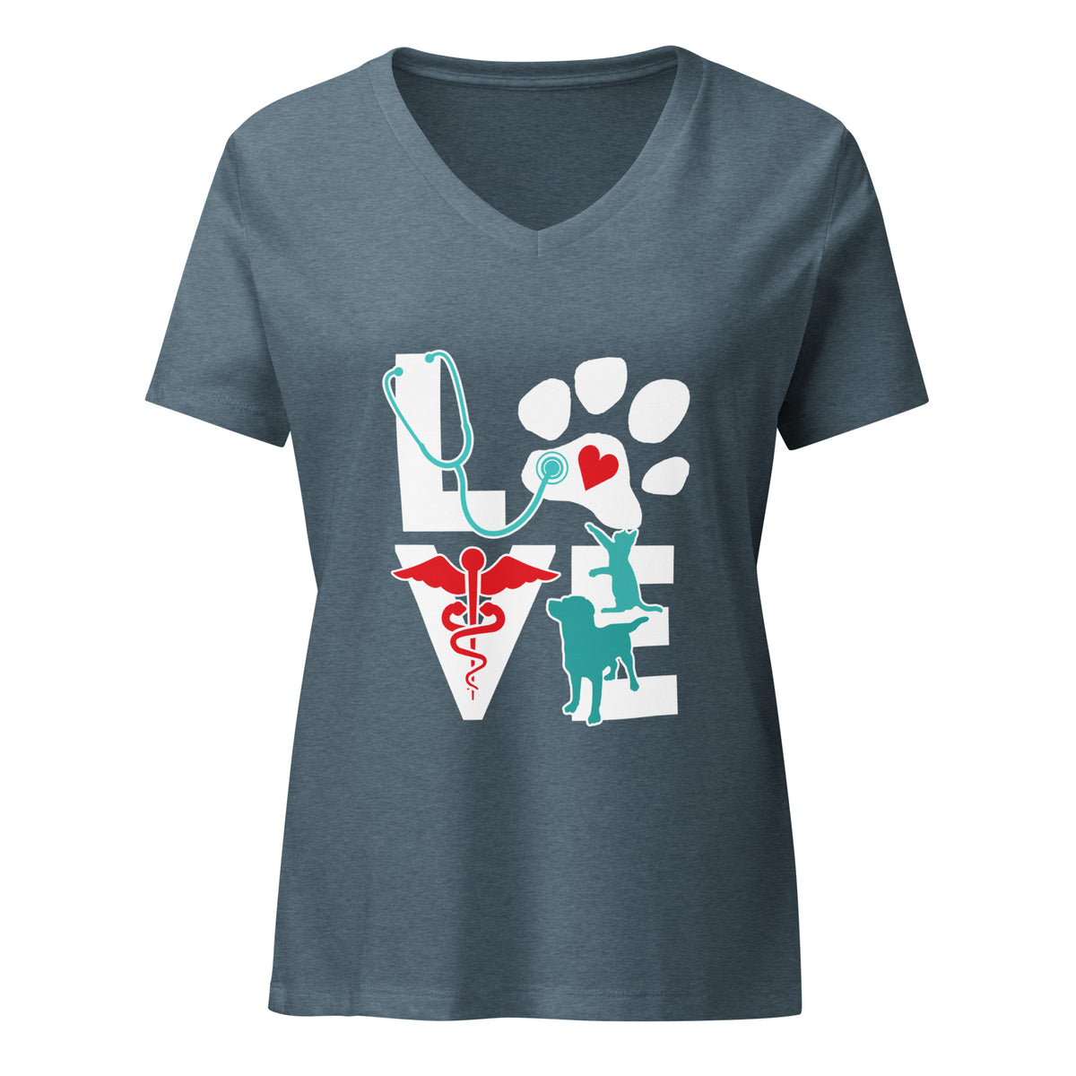 Love Cat and Dog Women's V-Neck T-Shirt-I love Veterinary