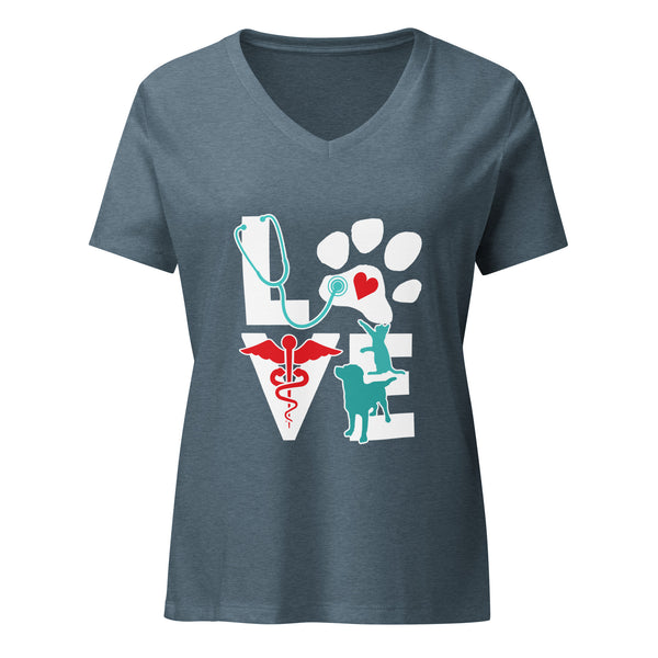 Love Cat and Dog Women's V-Neck T-Shirt-I love Veterinary