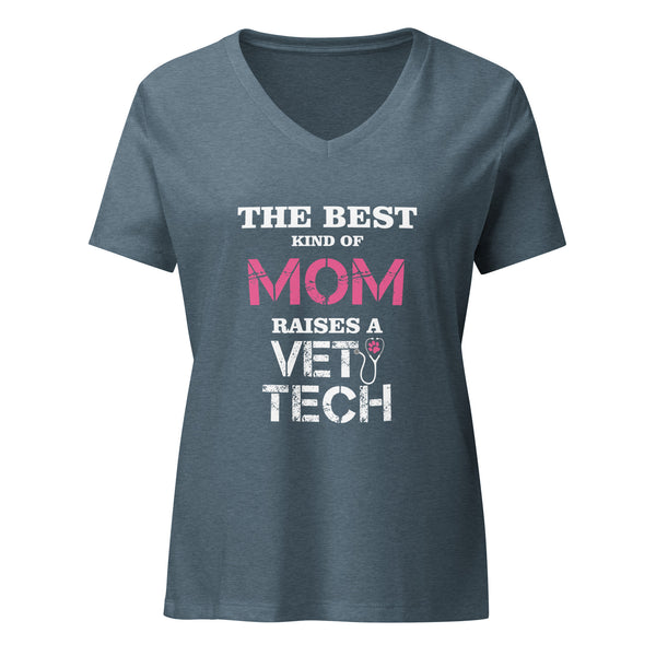The best kind of Mom raises a Vet Tech Women's V-Neck T-Shirt-Women's V-Neck T-Shirt | Bella + Canvas 6405CVC-I love Veterinary