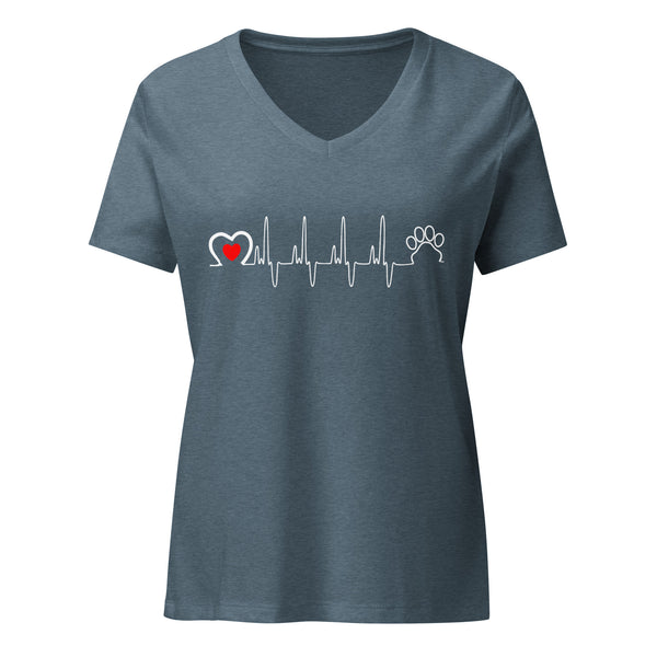 Animal Love Beat Women's V-Neck T-Shirt-Women's V-Neck T-Shirt | Bella + Canvas 6405CVC-I love Veterinary