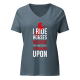 I ride Horses because punching people is frowned upon Women's V-Neck T-Shirt-I love Veterinary