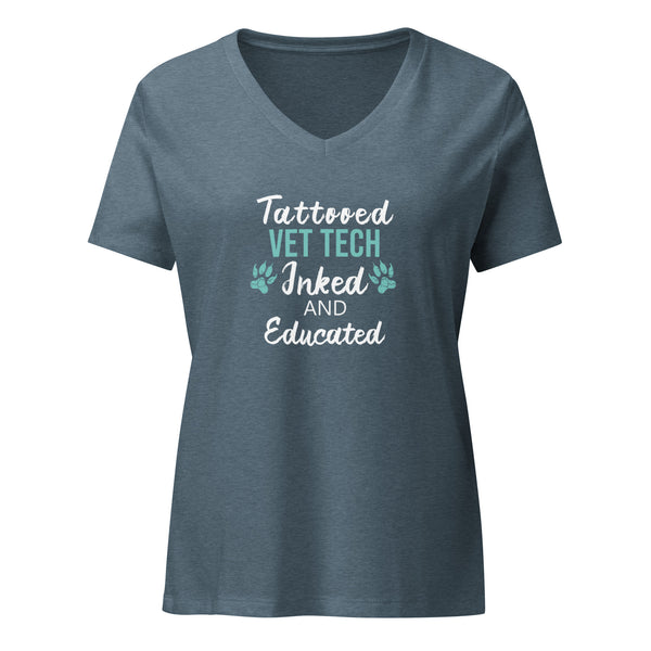 Vet Tech Inked and Educated Women's V-Neck T-Shirt
